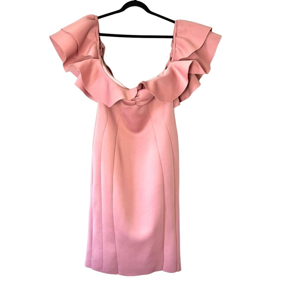 Asos Design Pink Ruffle Ruched Bardot Midi Dress Plus Size 14